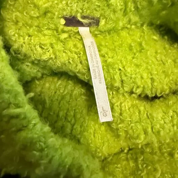 Free People Oversized Sweater Wool Blend Teddy Tunic Green Size XL Preppy Boho - Picture 6 of 9